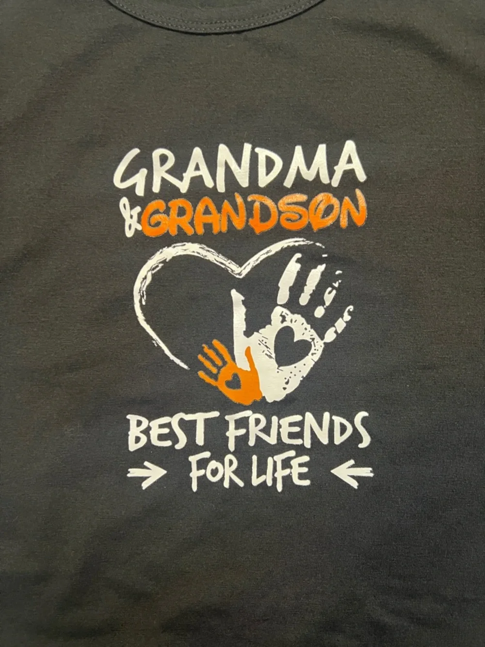 Grandma & Grandson Best Friends Tee Black Kids Shirt Graphic Size 6 Cotton